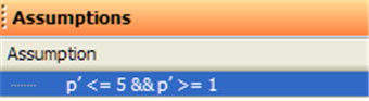NStatic Assumptions panel