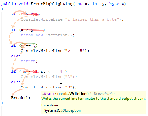 NStatic source highlighting with arrows showing execution flow
