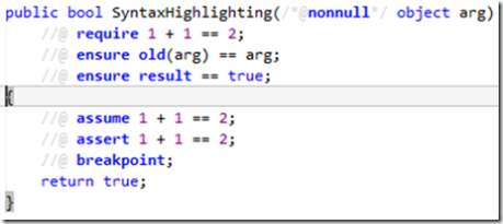 NStatic specification syntax highlighted inside C# comments